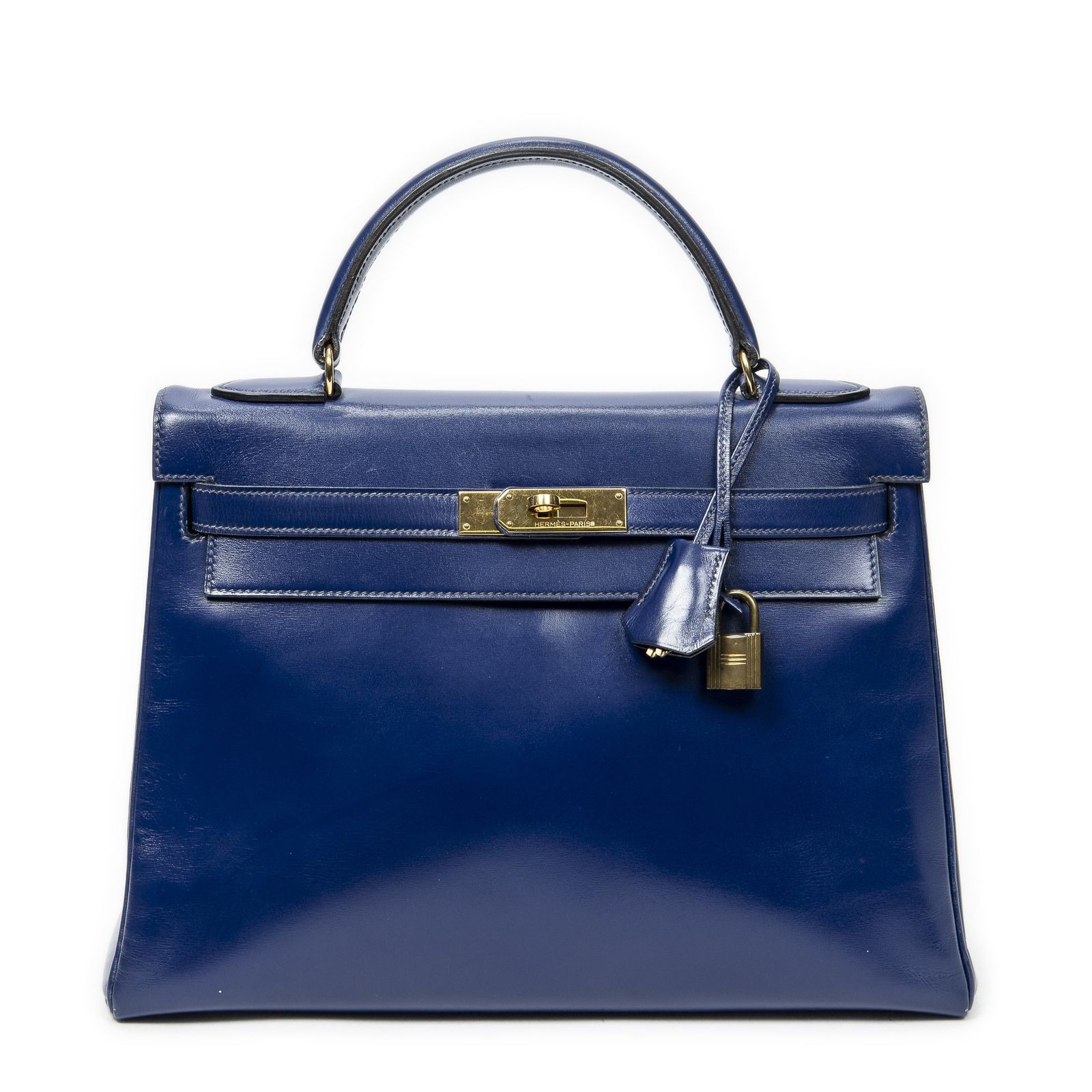 [中古] HERMES エルメスケリー 内縫いブルー エレクトリックボックスレザーA