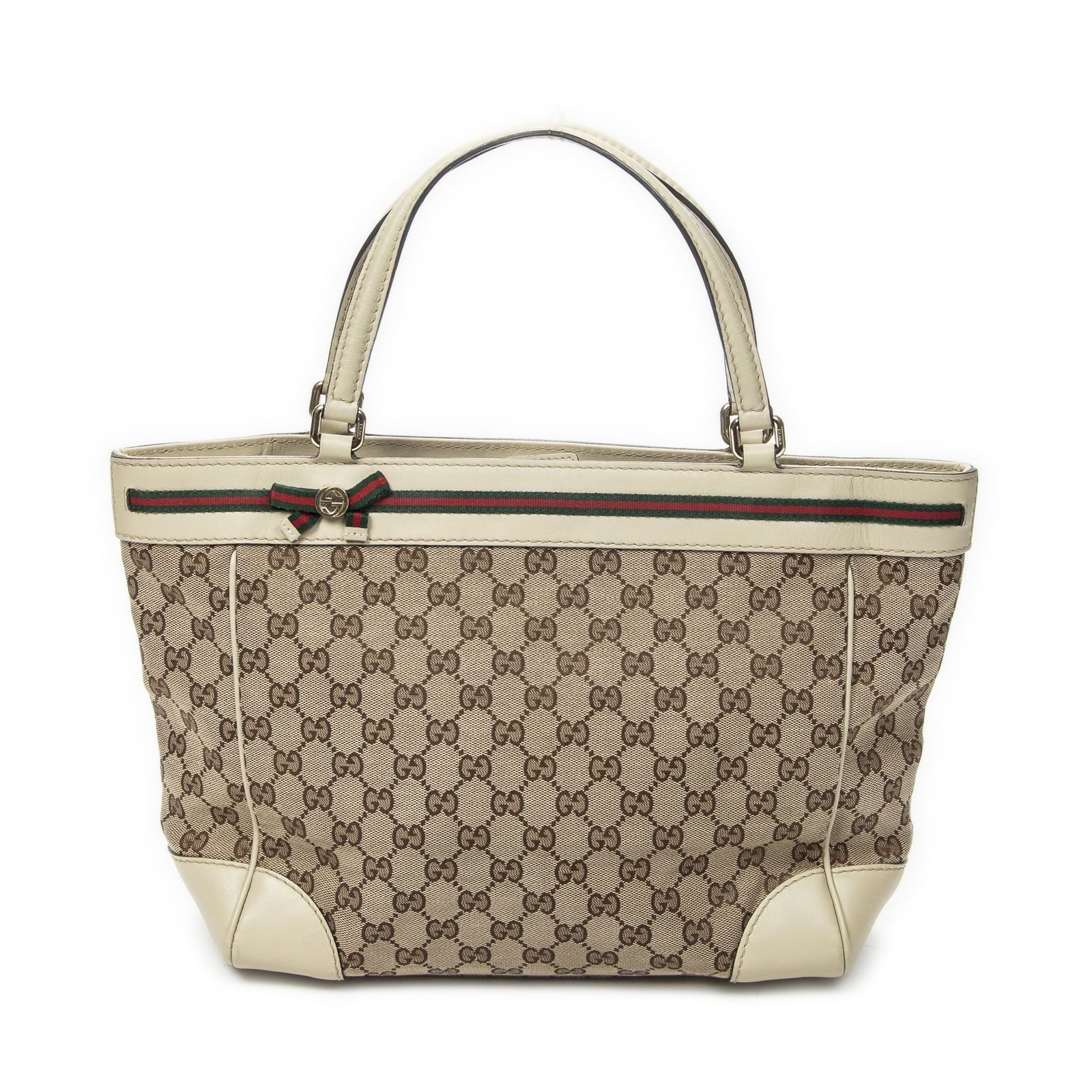 [中古] GUCCI グッチメイフェアトートアイボリー、ベージュGGキャンバスA