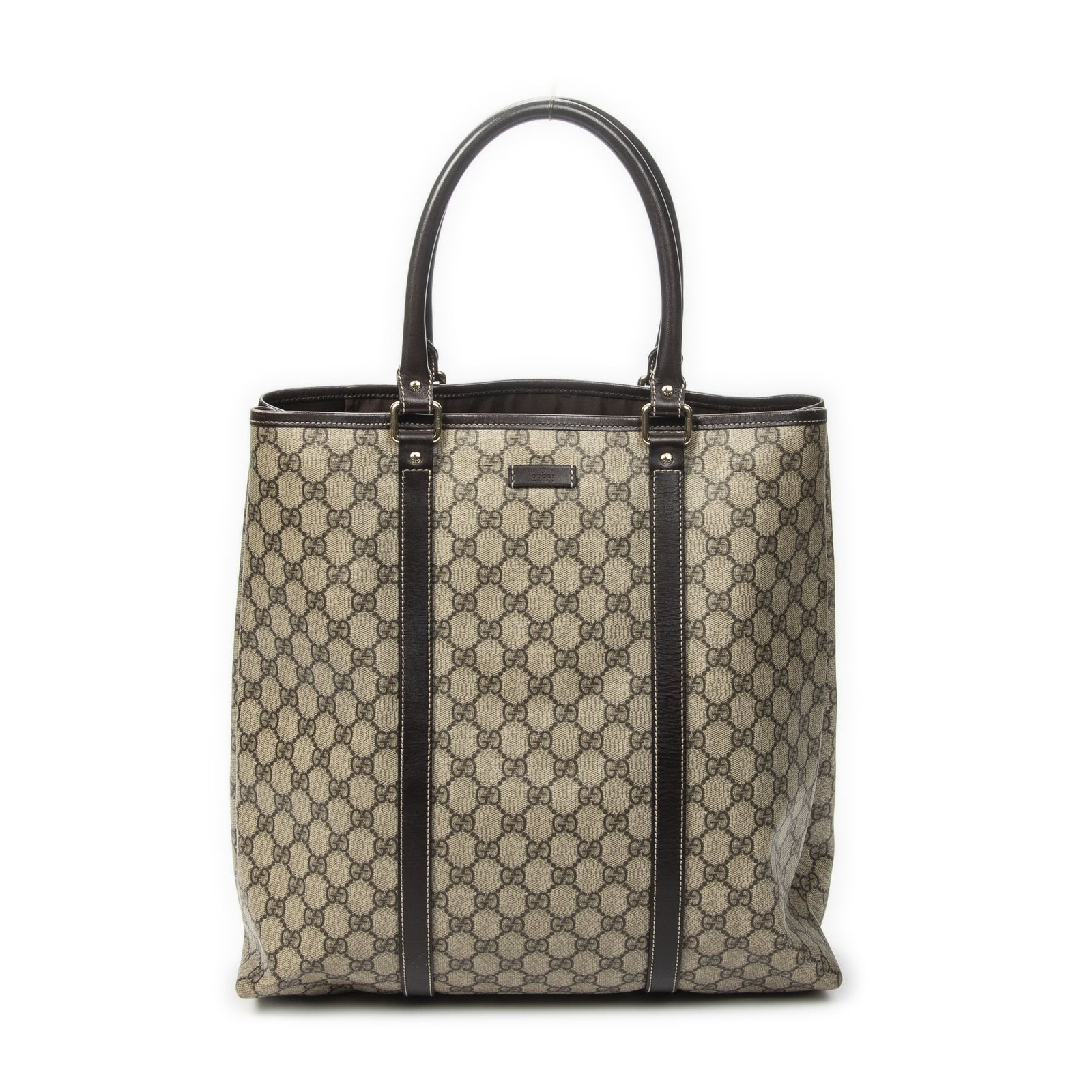 [中古] GUCCI グッチバーティカルトートダークブラウン/ベージュスプリームPVCキャンバスA