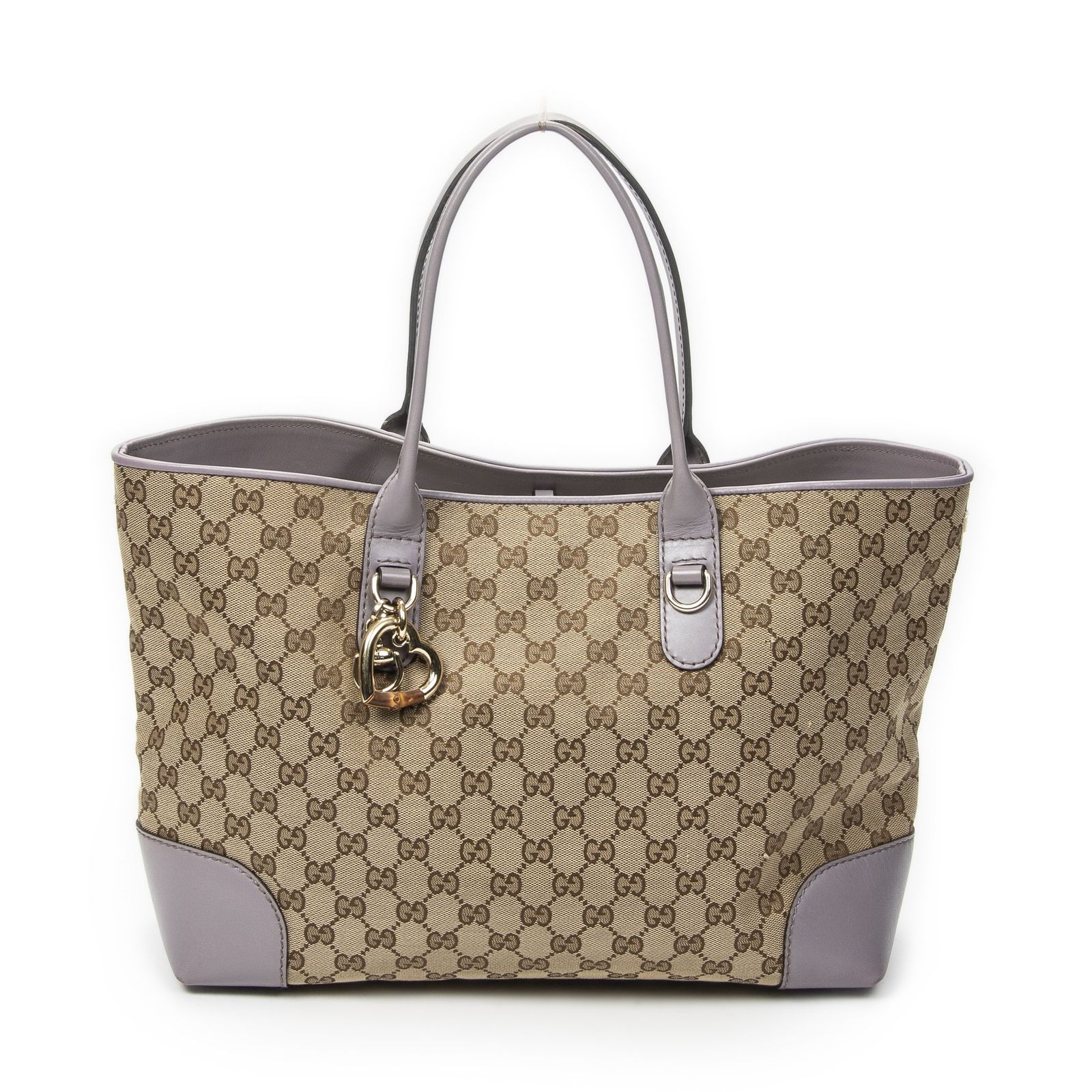 [中古] GUCCI グッチハートビットオープントートライラック、ベージュGGキャンバスA 48,600円