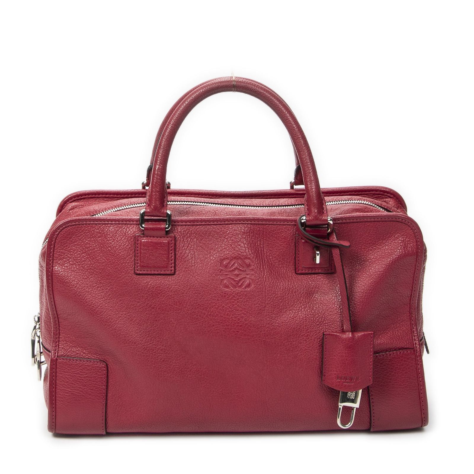 [中古] LOEWE ロエベアマソナラズベリーピンクグレインカーフスキンレザーA