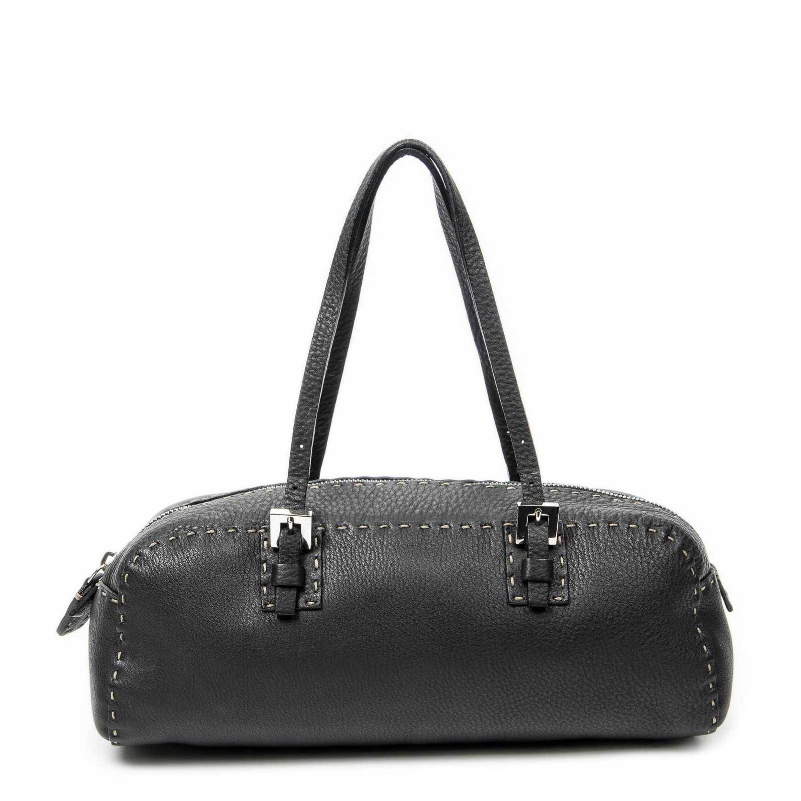 [中古] FENDI フェンディミニ ボウリング バッグ黒セレリアレザーA