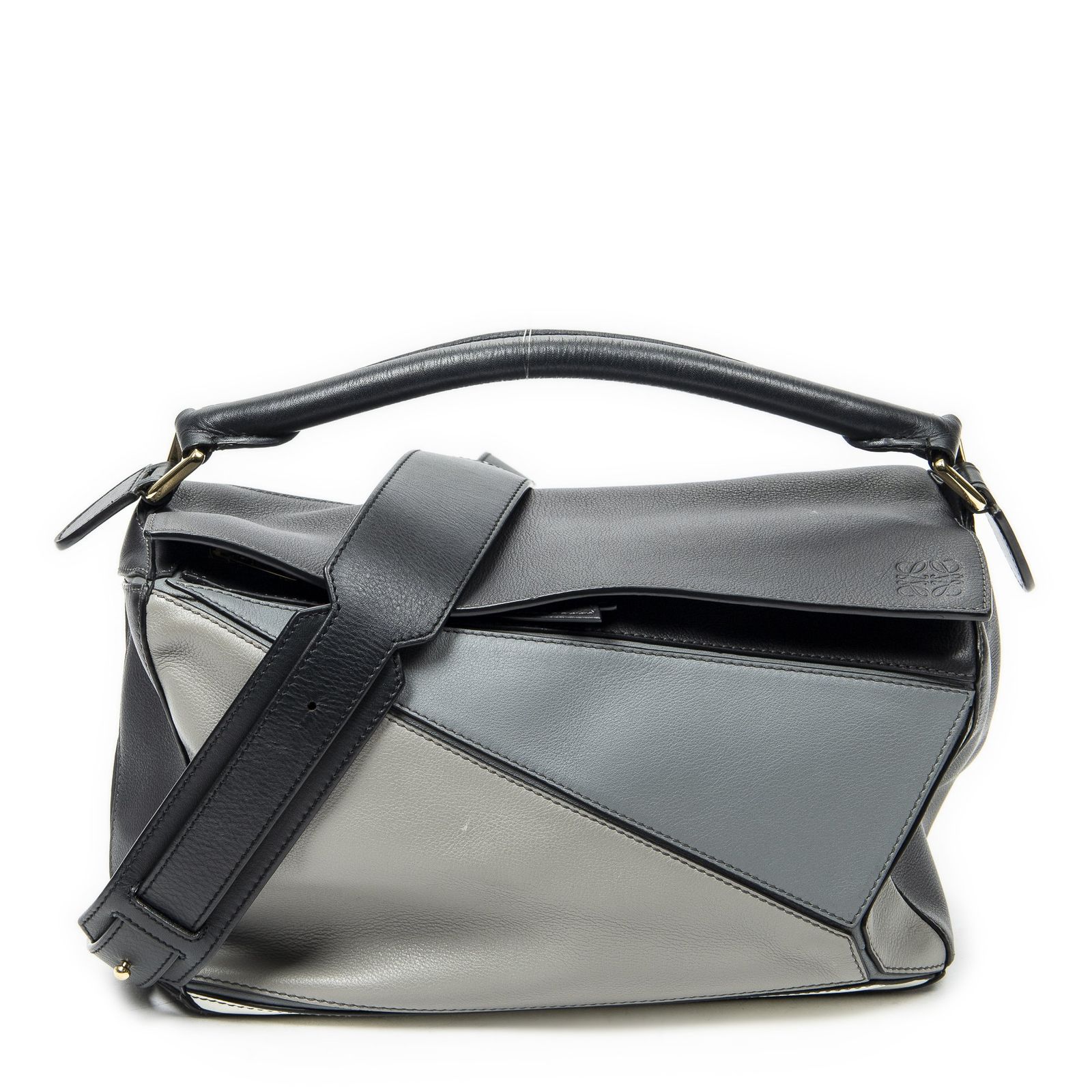 [中古] LOEWE ロエベミディアム パズル バッググレー、黒カーフスキンレザーA 122,300円