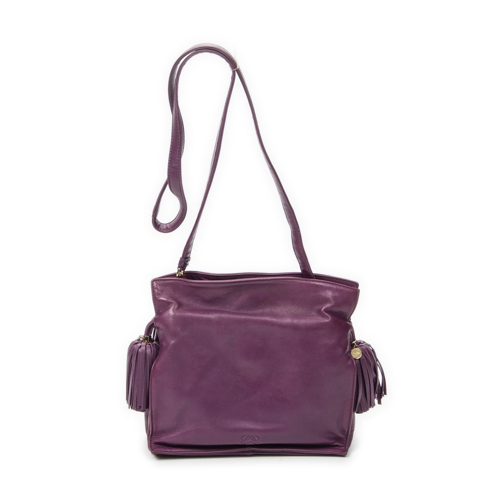 [中古] LOEWE ロエベスモールタッセル フラメンコ紫スムースカーフスキンレザーA