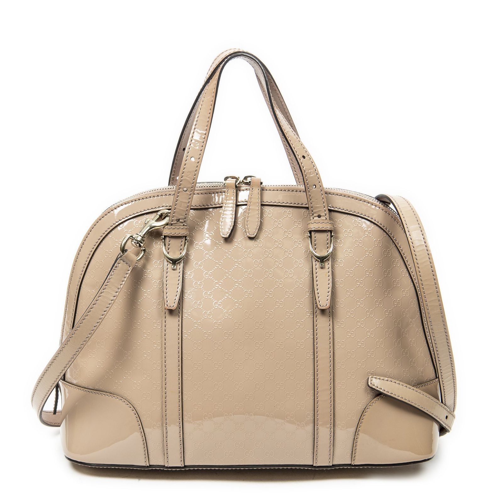 [中古] GUCCI グッチミディアム ナイス トップハンドルライトピンクマイクログッチッシマパテントレザーA