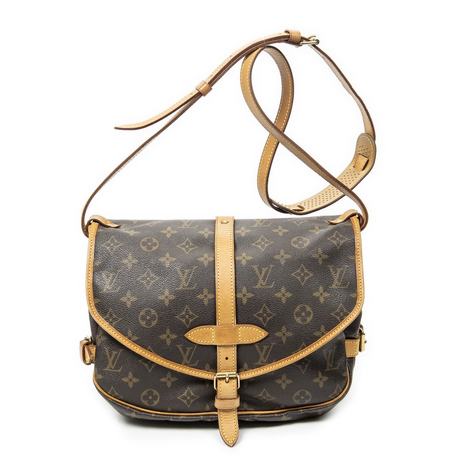 [中古] LOUIS VUITTON ルイヴィトンソミュール茶色モノグラムキャンバスAB