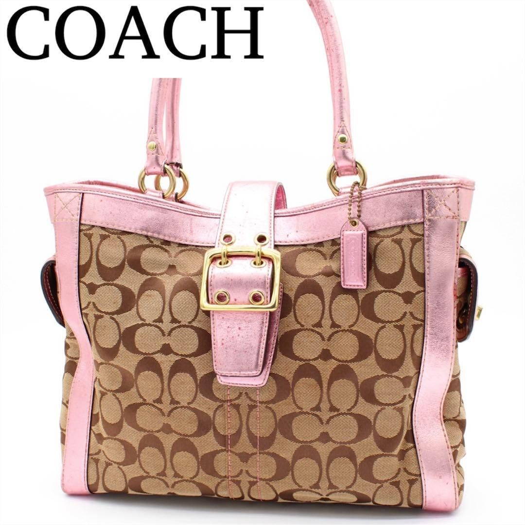 COACH シグネチャー トートバッグ ハンドバッグ 肩掛け キャンバス