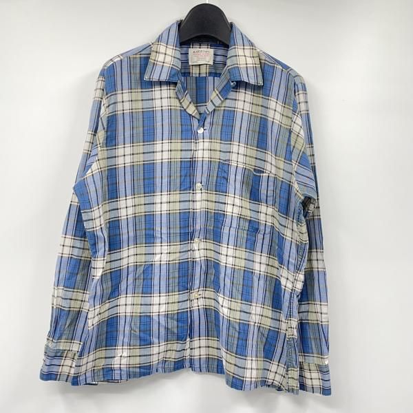 【中古】60s ARROW CONTOUR TAILOREDタグ ループチェックL/Sシャツ サイズM ブルー×ホワイト アロー[17][240017772937] 中古】60s ARROW CONTOUR TAILOREDタグ ループチェックL/Sシャツ