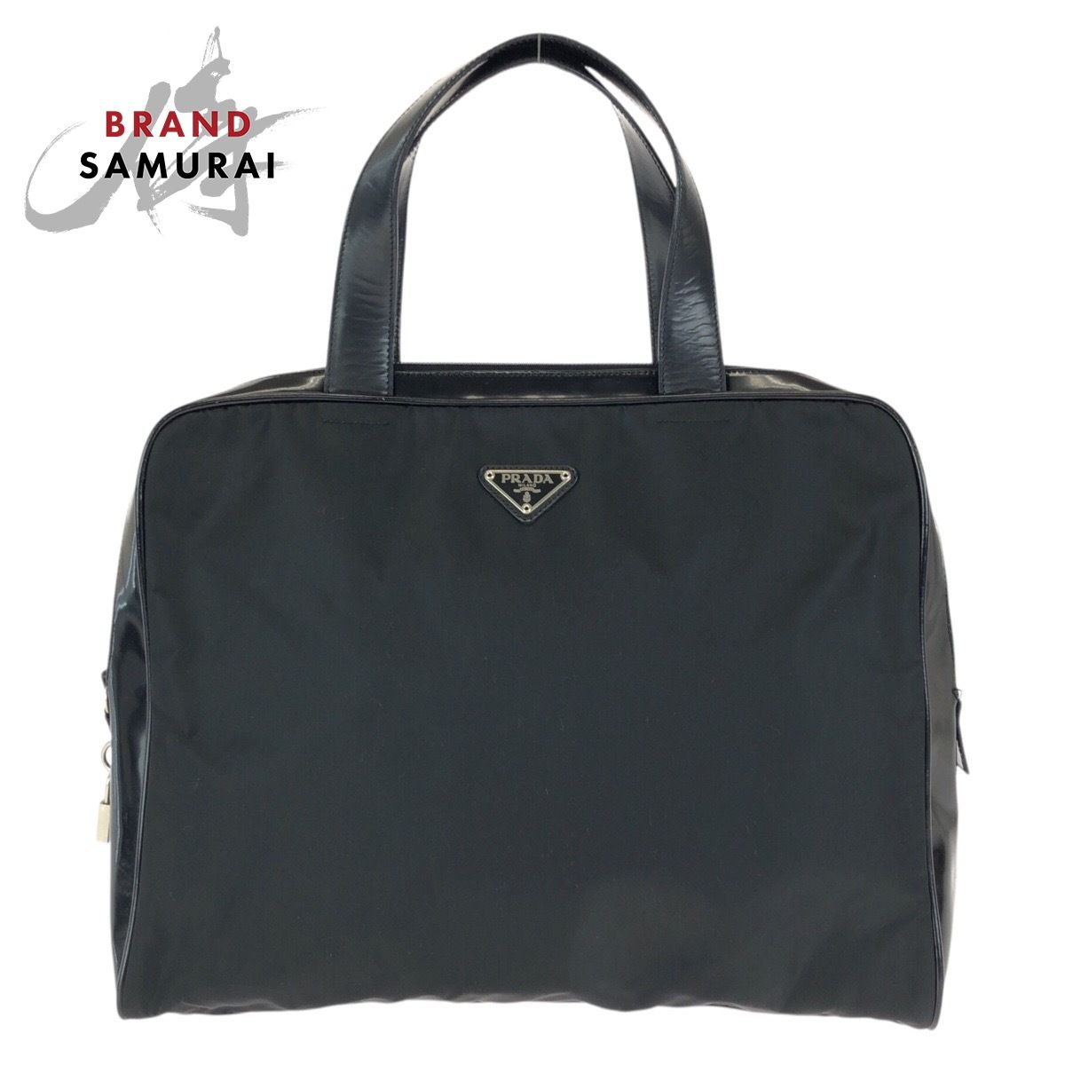 美品 PRADA プラダ テスート 三角ロゴプレート ブラック 黒 シルバー