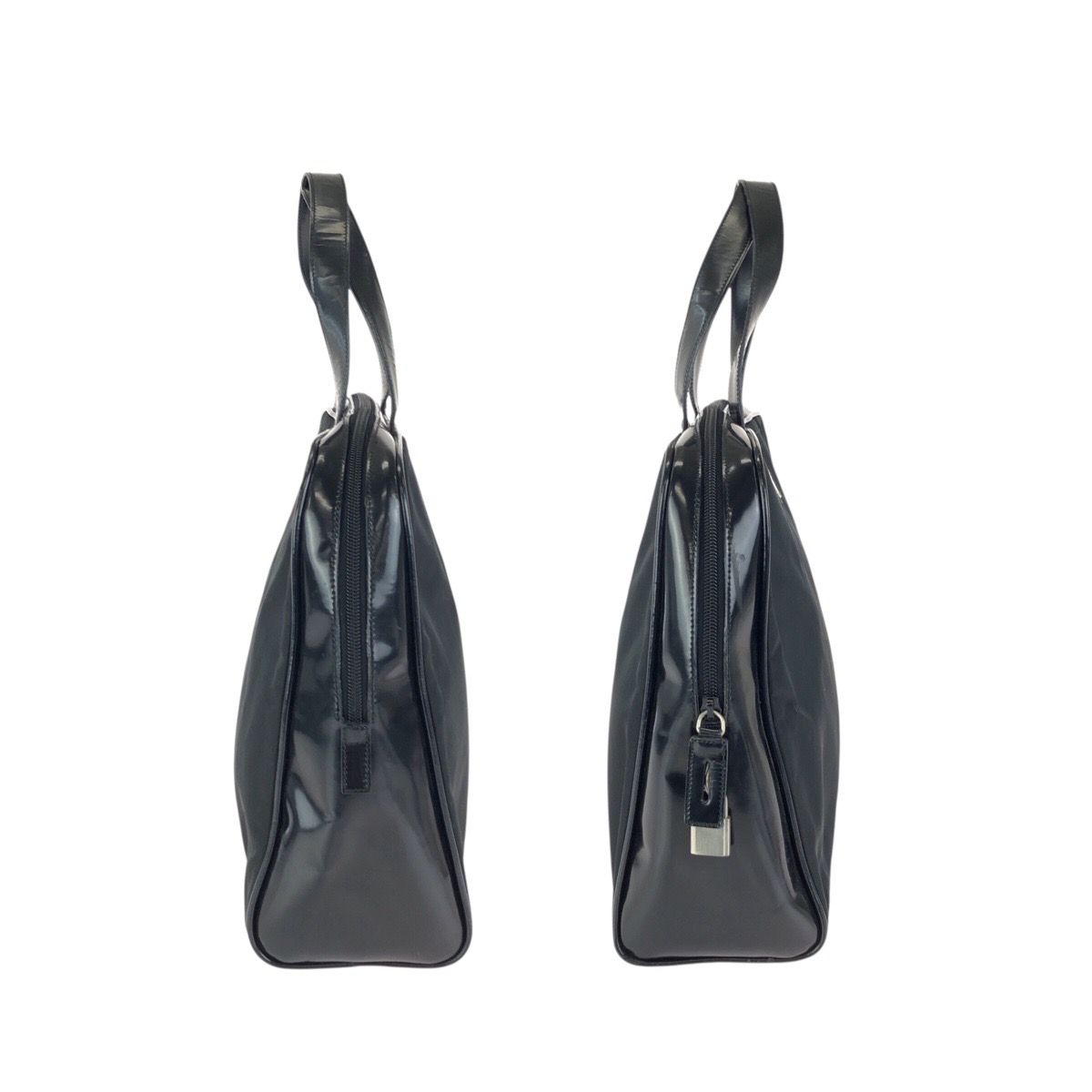 美品 PRADA プラダ テスート 三角ロゴプレート ブラック 黒 シルバー