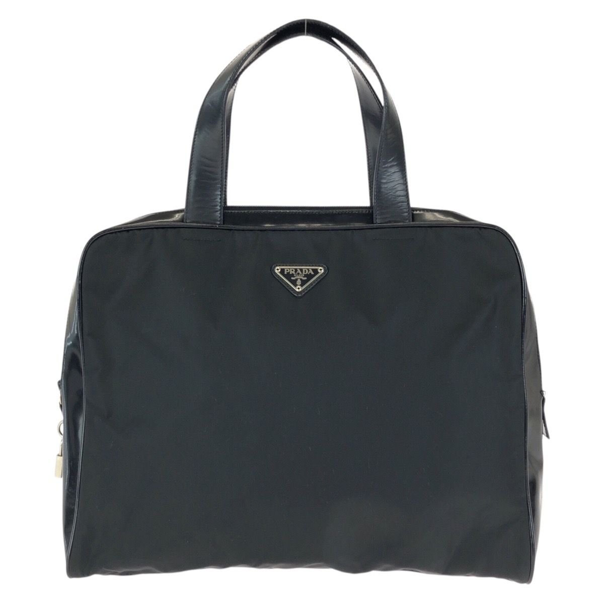 美品 PRADA プラダ テスート 三角ロゴプレート ブラック 黒 シルバー