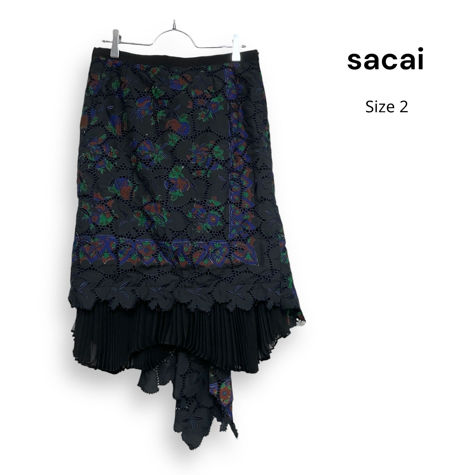sacai サカイ プリーツ レース 刺繍 スカート セットアップブラウス別売り有り Size2