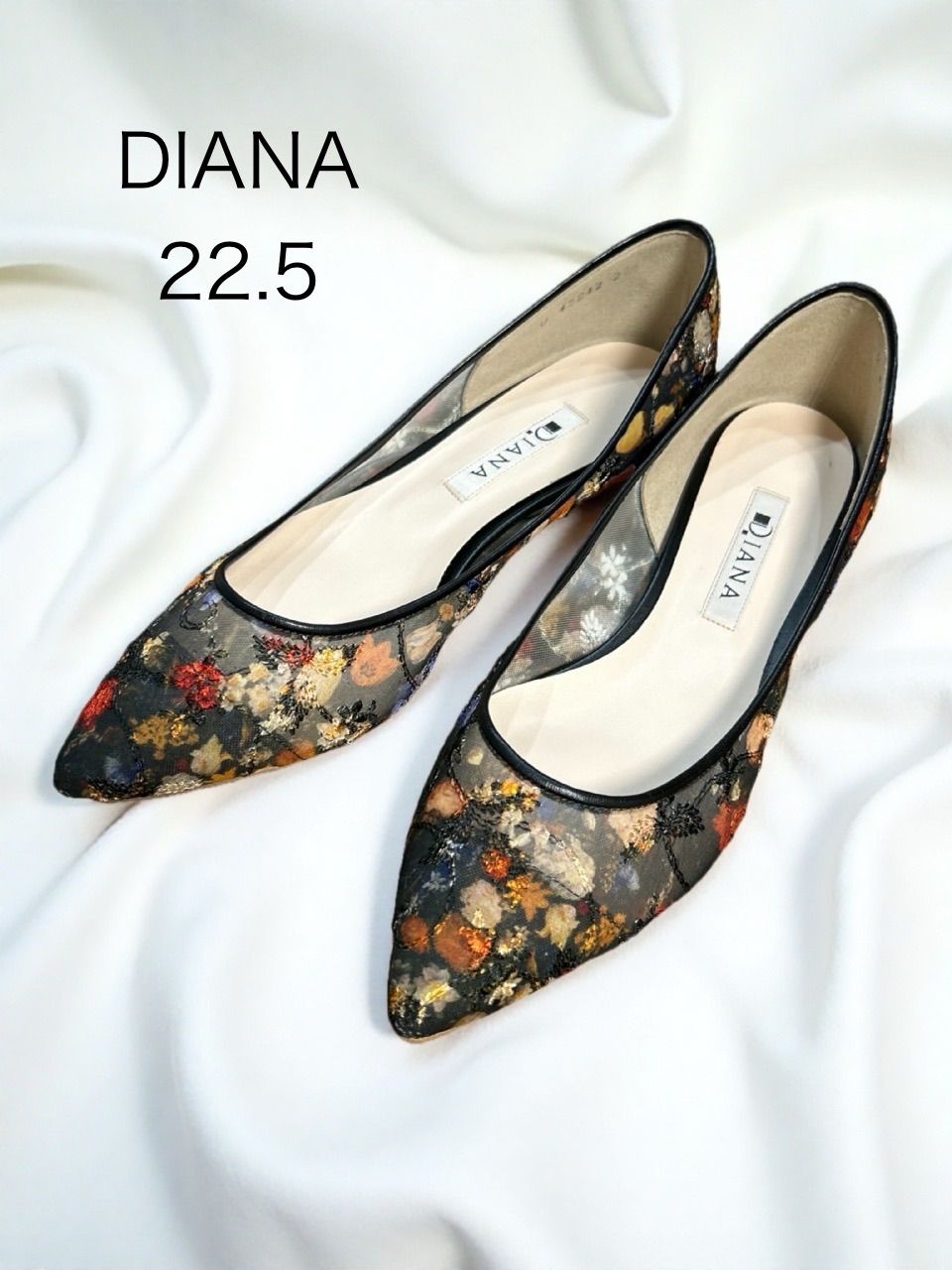 DIANA ダイアナ 絵画シリーズ パンプス ブリューゲル チュール 刺繍