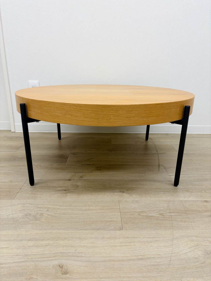 【展示品】定価60,500円 桜屋工業 CHERRY センターテーブル 幅80cm ラウンド ホワイトオーク 個人未使用【送料無料】