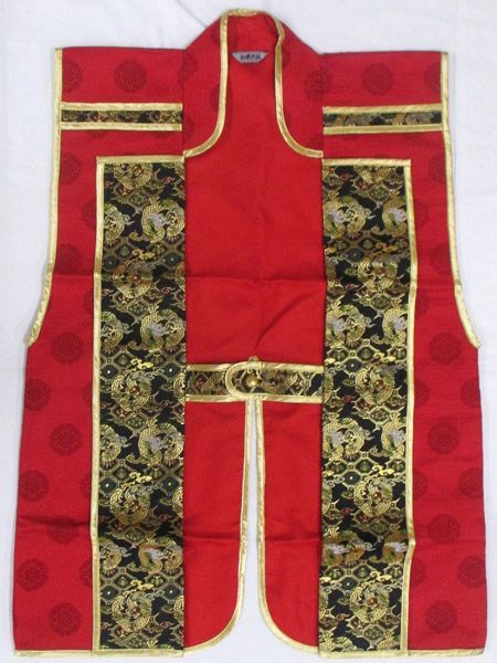 本格仕様 戦国武将陣羽織 赤-黒 金縁 秀吉タイプ【MN7999 時代劇 和装 コスプレ 衣装 仮装 赤 レッド 限定1着】