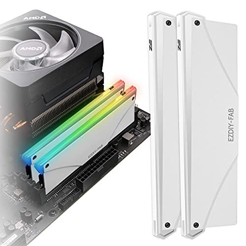 EZDIY-FAB 新しいバージョン RGB RAM 冷却 メモリヒートシンク アドレサブル RGB LED機能搭載 (デスクトップ オーバークロックPC用 メモリ)-白い 2本1セット [PI061] 国内発送
