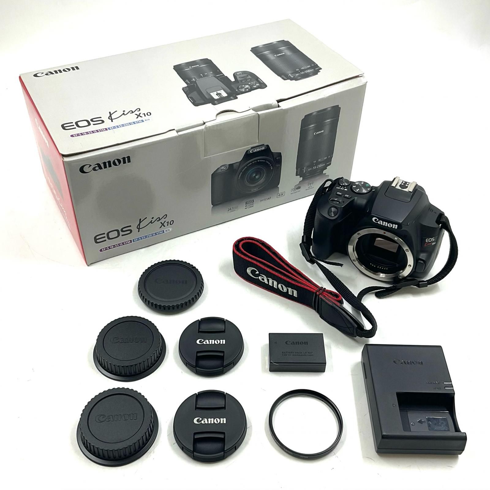 【全額返金保証】【最速発送】Canon デジタル一眼 EOS kiss X10 ボディ ブラック 美品 動作確認済 全額返金保証】【最速発送】Canon デジタル一眼 EOS Kiss X10 ダブル