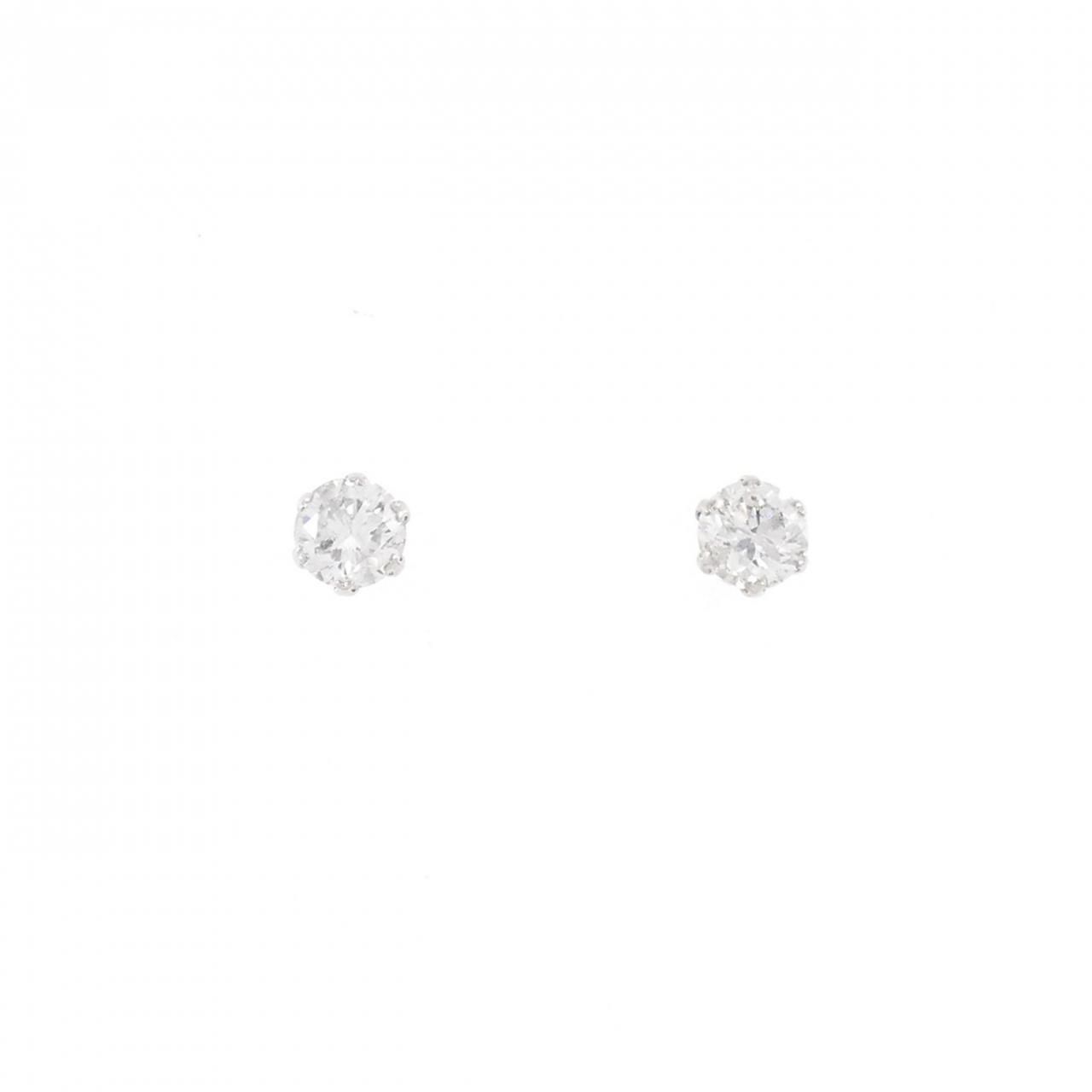 K18WG ソリティア ダイヤモンド ピアス 0.50CT