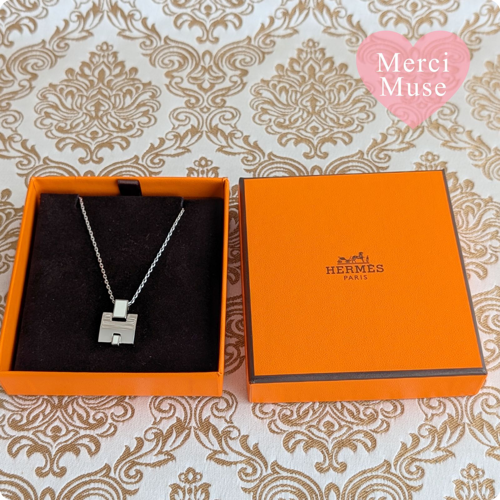 ❤お得なお品❤アイリーンネックレス ホワイトxシルバー金具 エルメス 