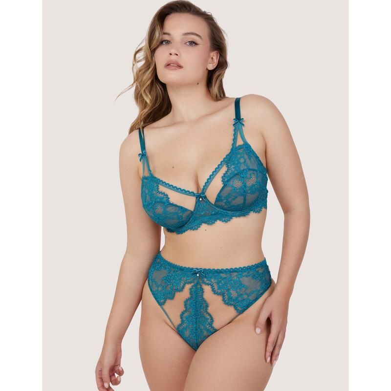 プレイフルプロミス レディース アンダーウェア ブラジャー レース Playful Promises Phoebe Teal Eyelash Lace Balconette Bra Teal ティール