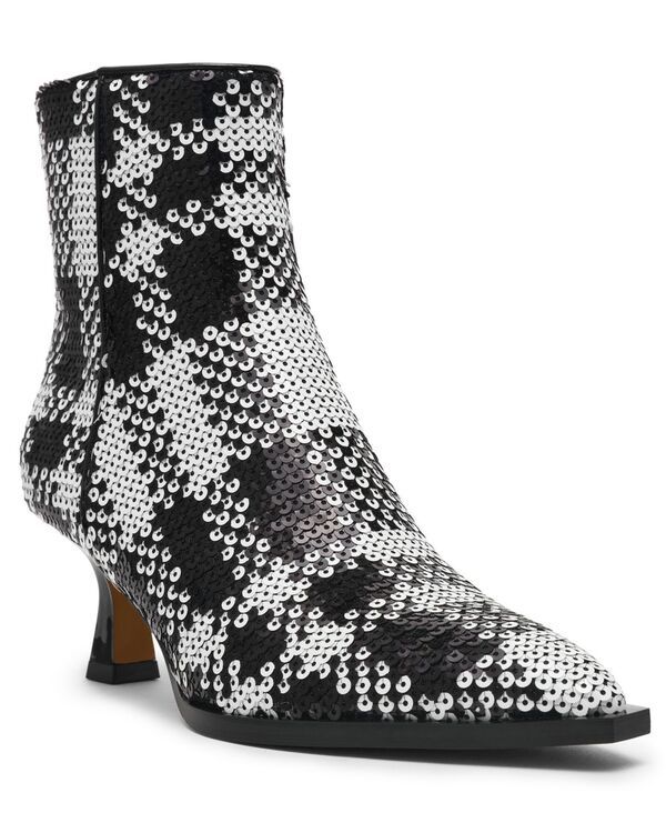 ベッツィジョンソン レディース シューズ ブーツ・レインブーツ Betsey Johnson Womens Louisa Embellished PointedToe Booties BlackWhite Sequin Plaid ホワイト