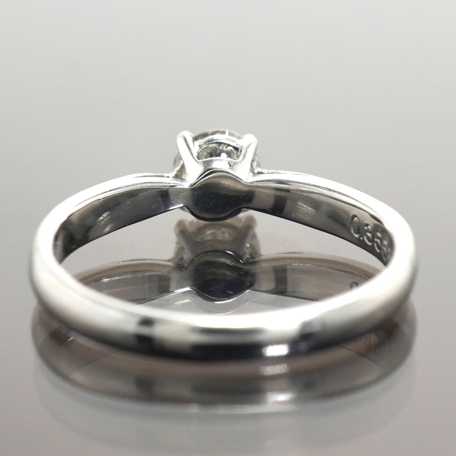 ダイヤ リング ダイヤモンド 一粒 指輪 立爪 プラチナ 7号 0.355ct 