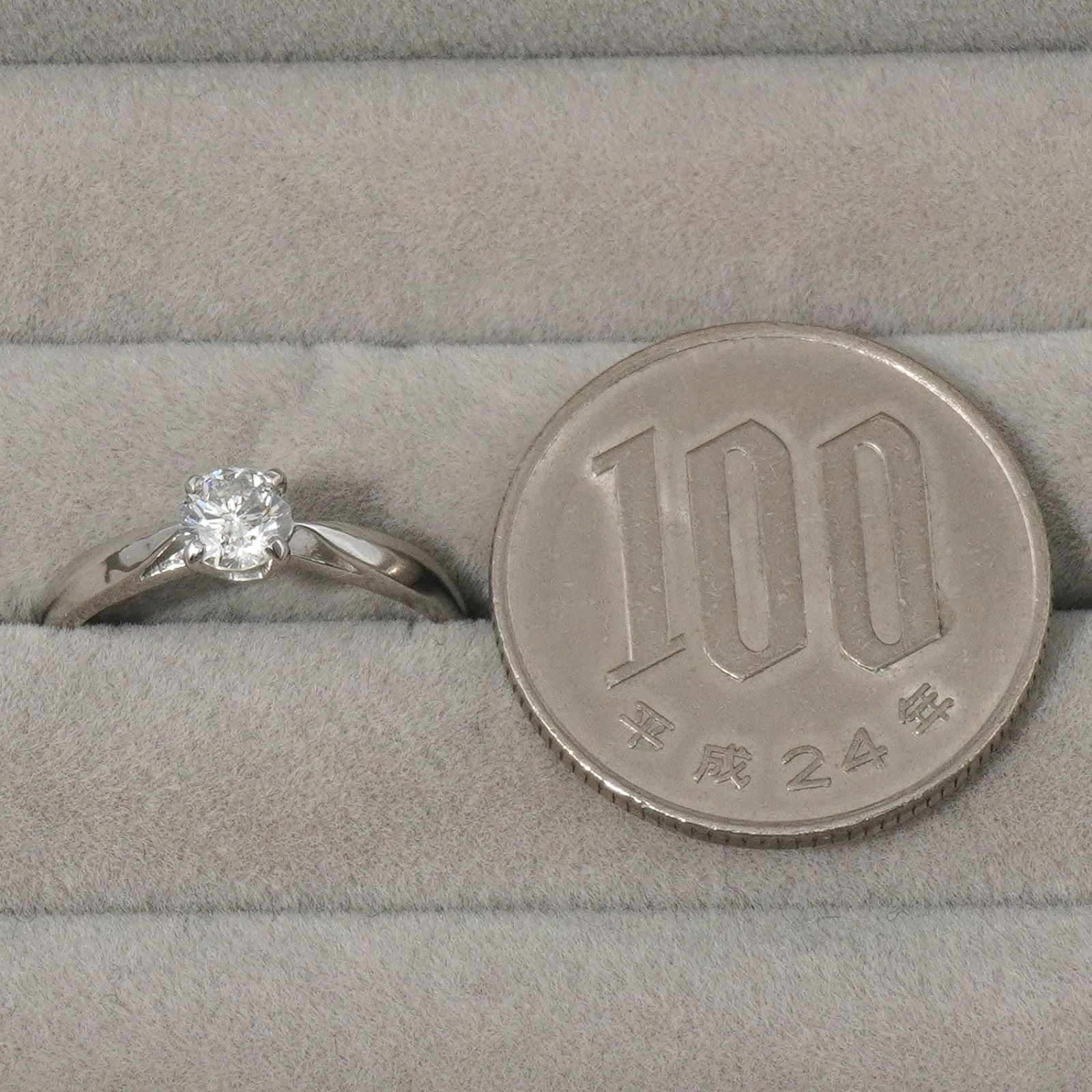 ダイヤ リング ダイヤモンド 一粒 指輪 立爪 プラチナ 7号 0.355ct 