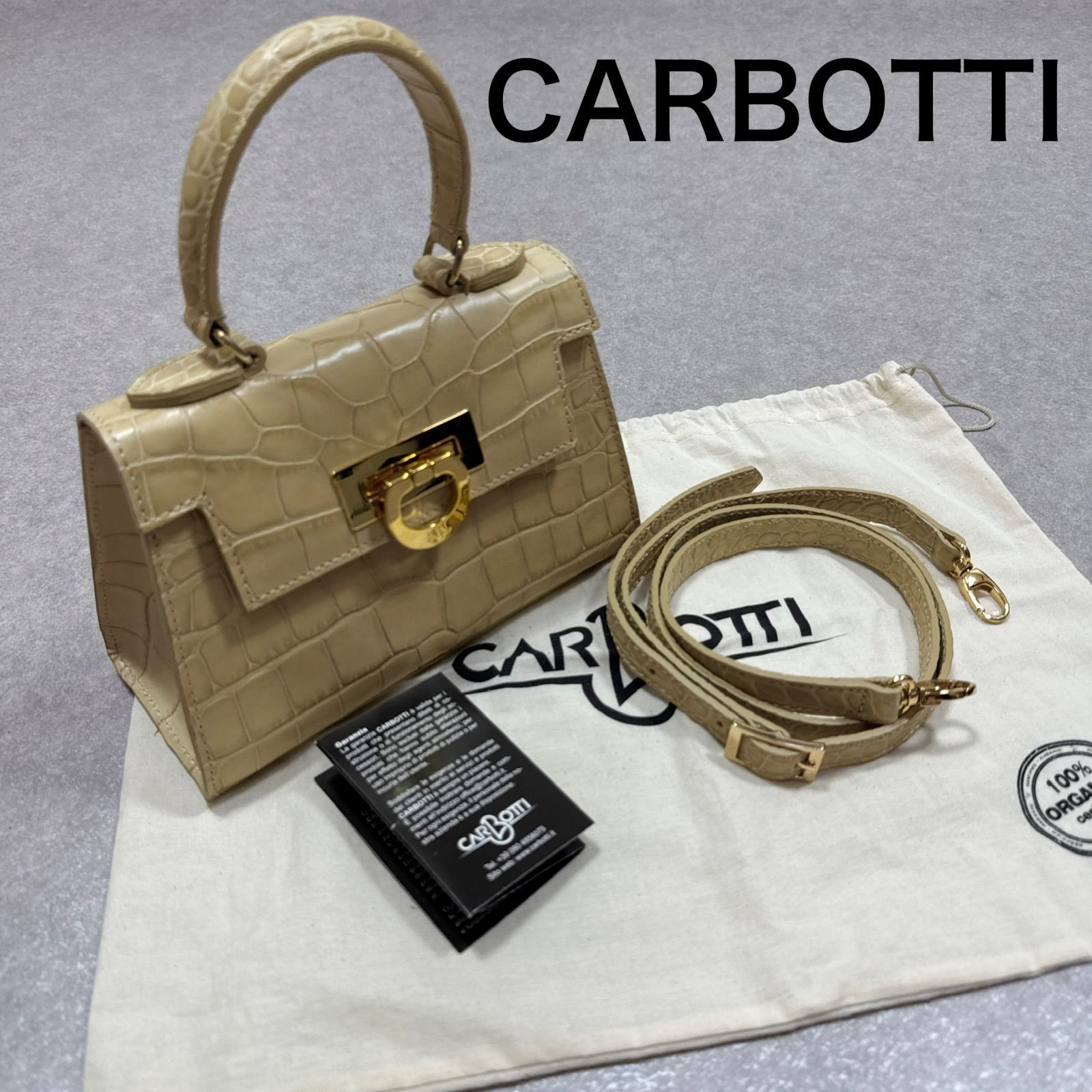CARBOTTI カルボッティ 2way ショルダーバッグ ミニハンドバッグ 型押し 保管袋付き