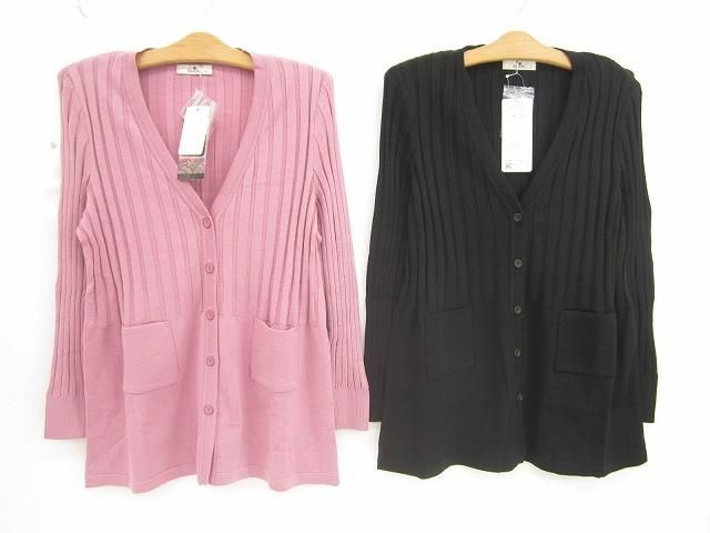 未使用 タグ付き るんびに 東京白ゆり會 ロングカーディガン 2点 L ブラック ピンク 日本製 レディース 8,165円