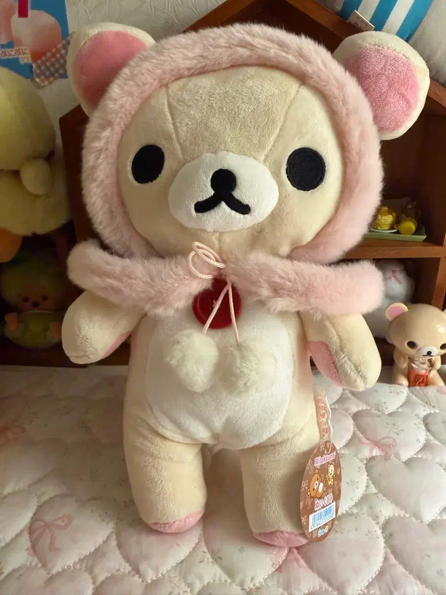 リラックマ ぬいぐるみ ピンク フード 新品 タグ O - メルカリ