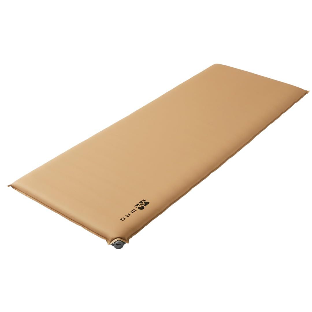 新品 WAQ RELAXING WIDE MAT リラクシング ワイドマット 厚手 8cm 車中泊 キャンピング 特殊ウレタン 軽量 r値 7 自動膨張 特大バルブ搭載 災害時 防災 インフレータブル ワイドコット アウトドア 車中泊 キャンプ 寝袋 (TAN