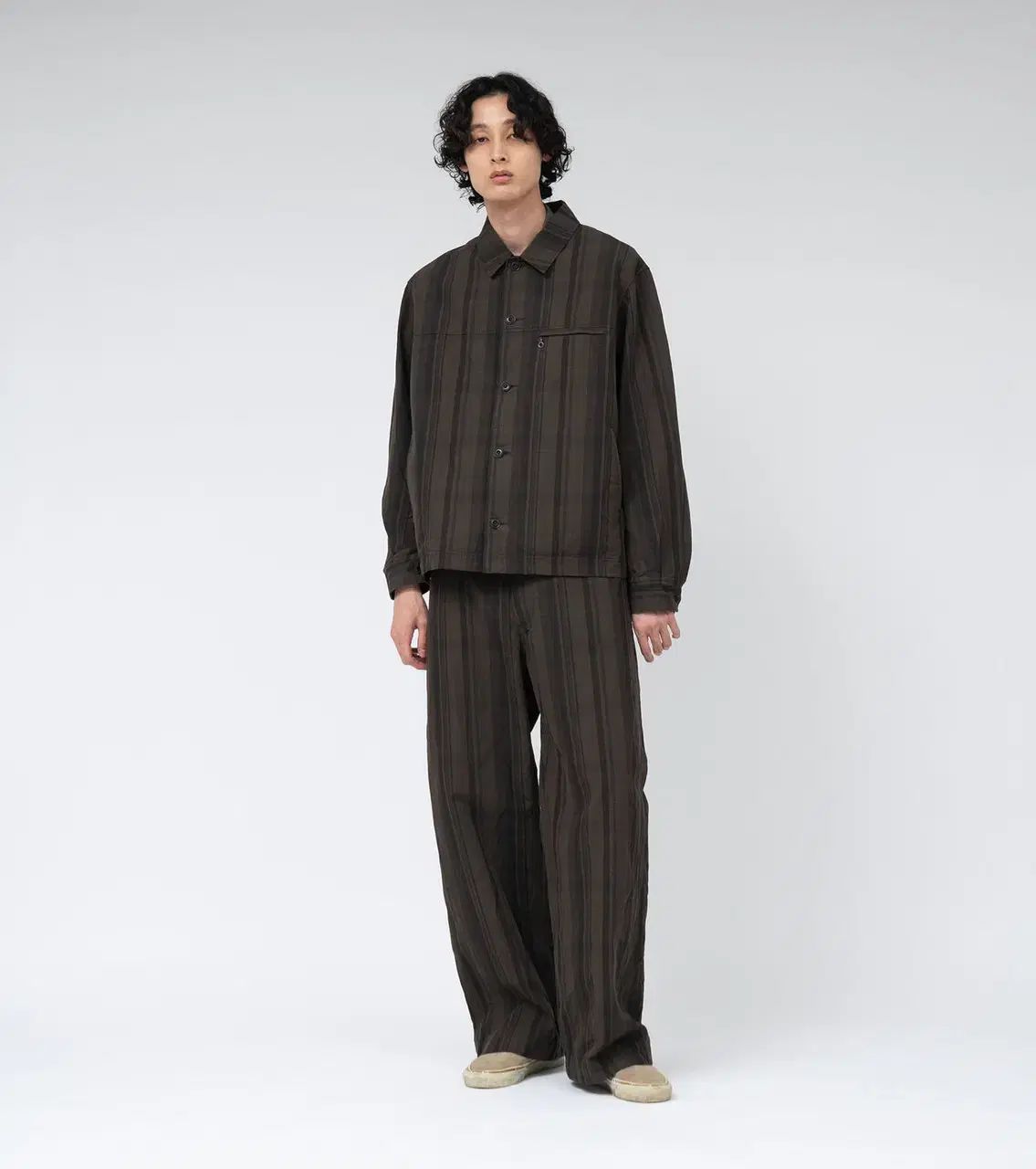 ナナミカ 25SS Plaid Dock pants ブラウン ストライプ - メルカリ