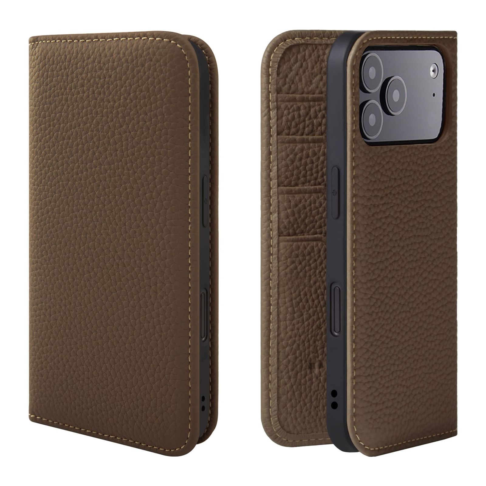 新品 HANATORA for iPhone 17ProMax ケース 手帳型 本革 スマホケース スマホ スタンド コードホルダー 付き シュリンクカーフレザー マグネットなし トープ PH-17ProMax-Taupe ギフト 誕生日 女性 男性 彼女 お