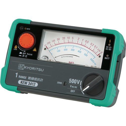 新品 共立電気計器 KYORITSU(キョーリツ) 1レンジアナログ絶縁抵抗計 KEW3412