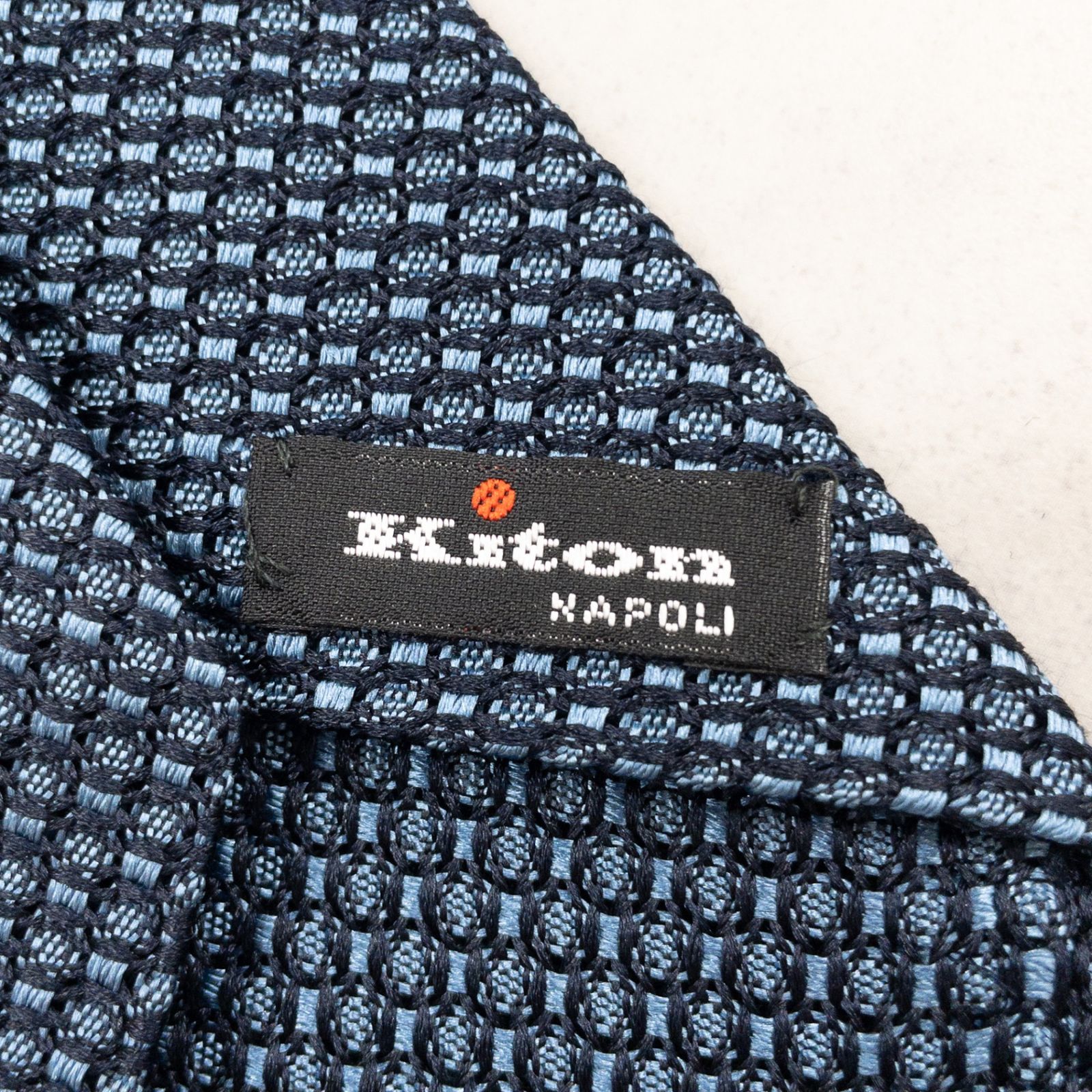 Kiton キートン ネクタイ 無地 ソリッド ジャガード シルク ブルー