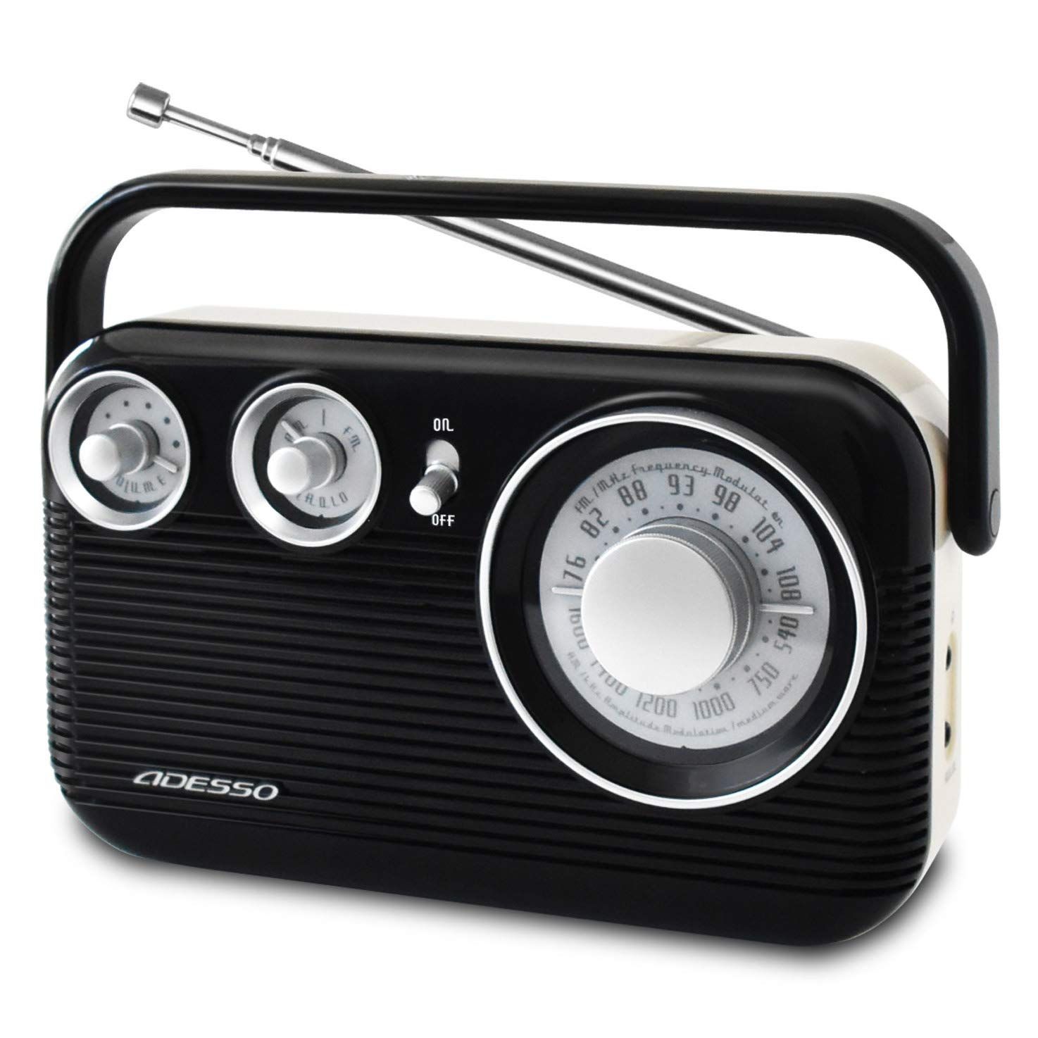 新品 ADESSO(アデッソ) ラジオ AM FM レトロ デザイン ブラック RA-601BK