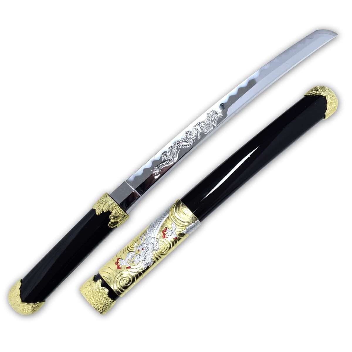 新品 V.ROAD美術刀剣 SW-3DR ピンク 短刀 龍鶴亀 亜鉛合金ダイキャスト 銅・クロムメッキ ABS樹脂 柄・鞘材 ABS樹脂