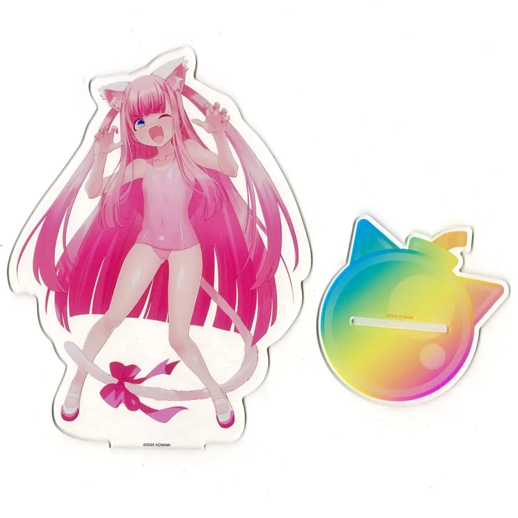 中古】アクリルスタンド・アクリルパネル モモコ(スク水にゃんこ