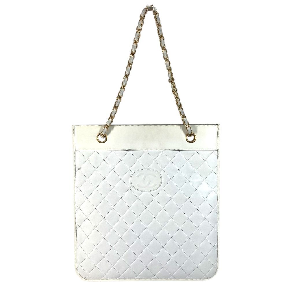 美品■CHANEL ハンドバッグ キルティング ココマーク ホワイト シャネル CHANEL シャネル ショルダーバッグ CC ココマーク ロゴ フラット