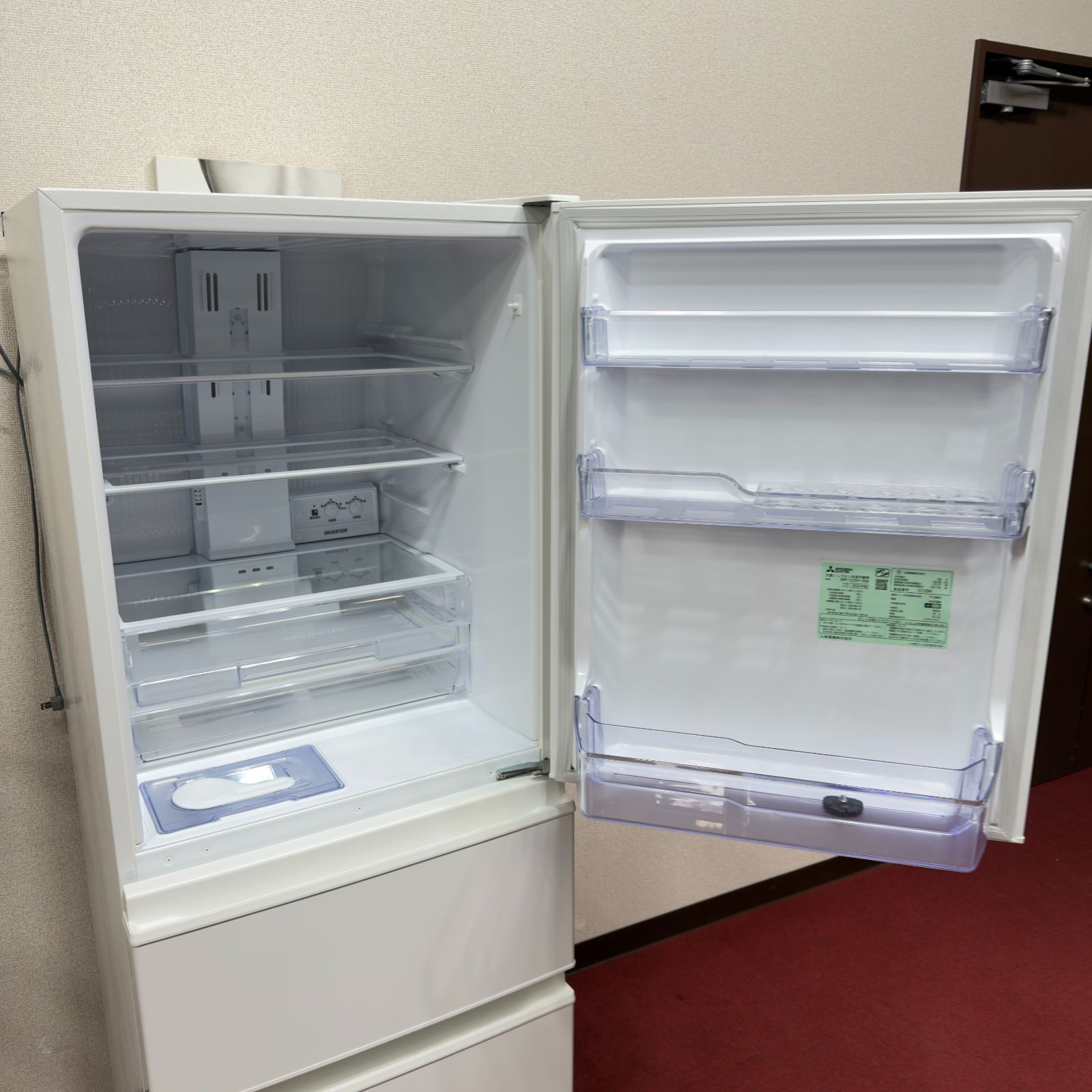 東京23区送料無料 超美品三菱2022年製3ドア冷蔵庫 製氷機有330L 分解