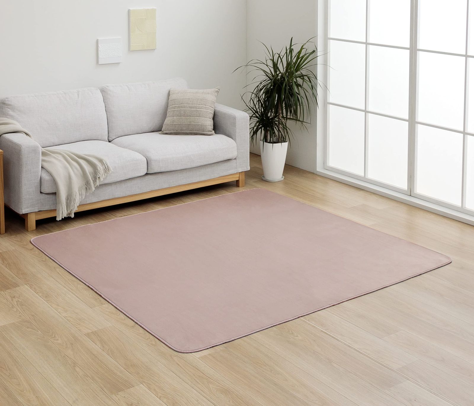 新品 イケヒコ ラグ カーペット シンプル カジュアル 無地 カバー P2 ライトピンク 約200×250cm 約3畳 長方形 抗菌 防臭 フランネル ＃1380000025947