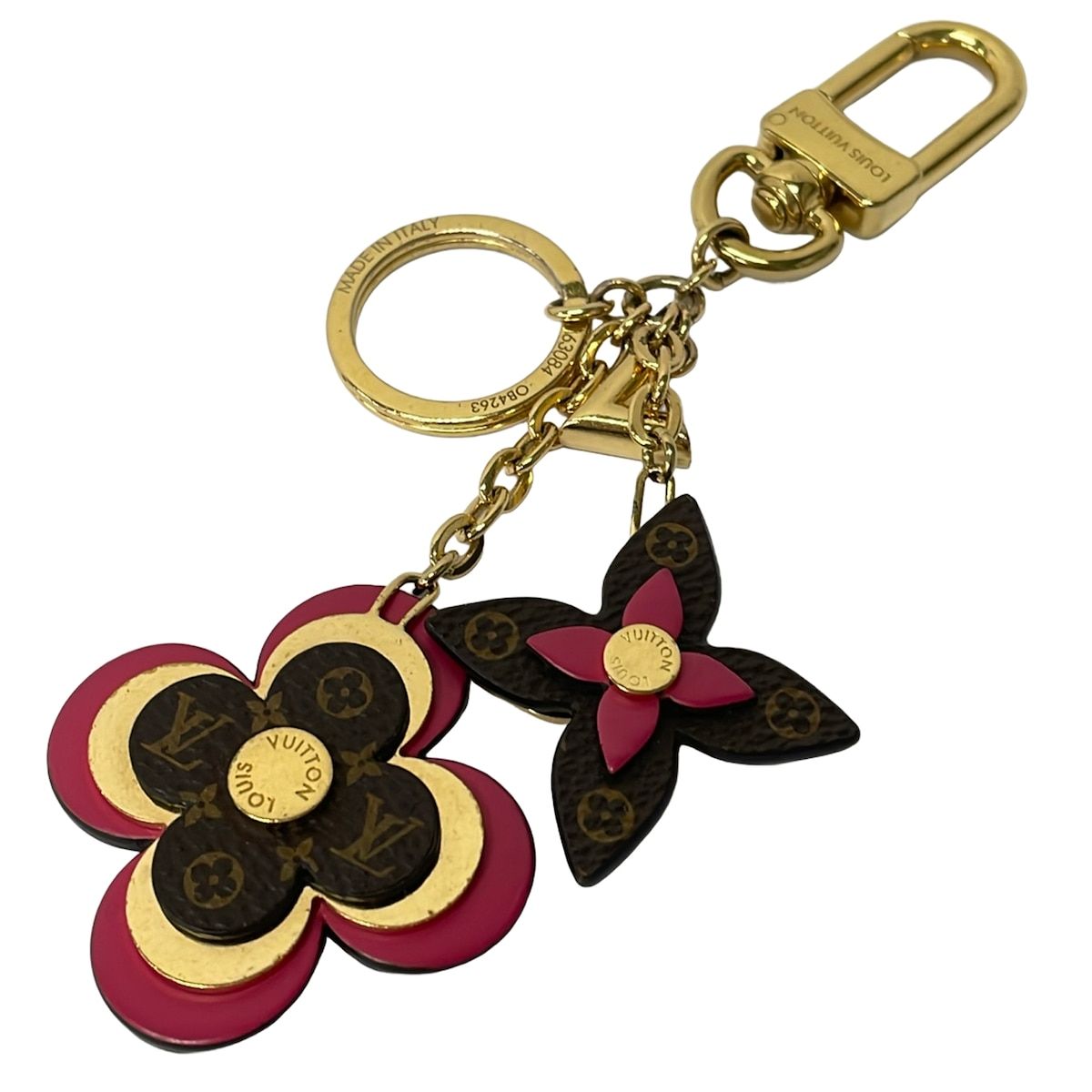 LOUIS VUITTON(ルイヴィトン) キーホルダー(チャーム) ポルトクレブルーミングフラワー M63084 モノグラム×ピンク レザー、牛革
