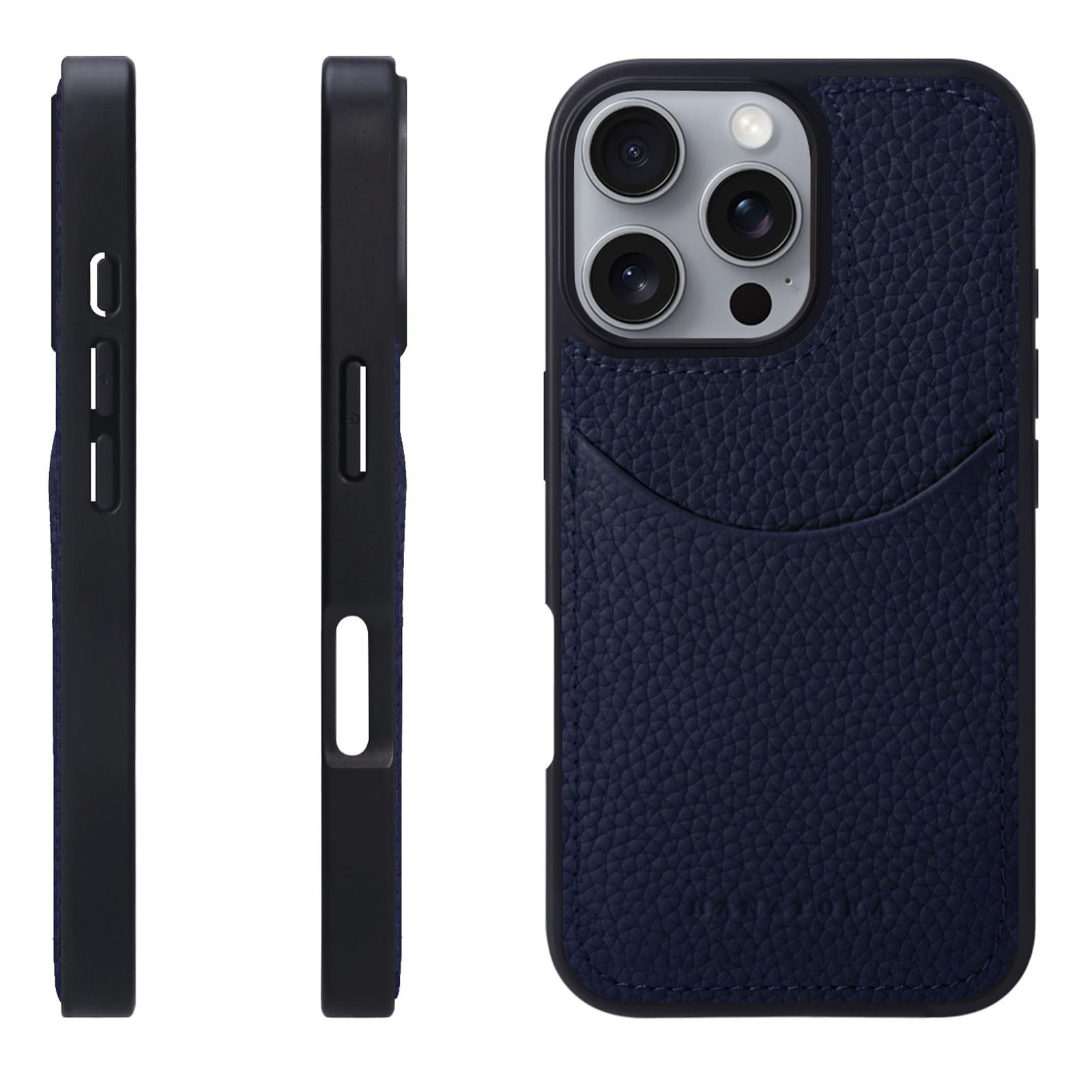新品 HANATORA for iPhone 16ProMax ケース 本革 耐衝撃 スマホケース スマホ コードホルダー 付き シュリンクカーフレザー ギフト マグネットなし ブルーインディゴ CPG-16ProMax-BlueIndigo