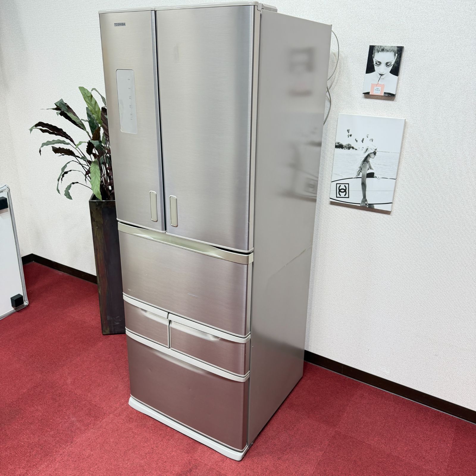 東京23区送料無料 美品東芝2015年製6ドア大型冷蔵庫 510L製氷機有 動作