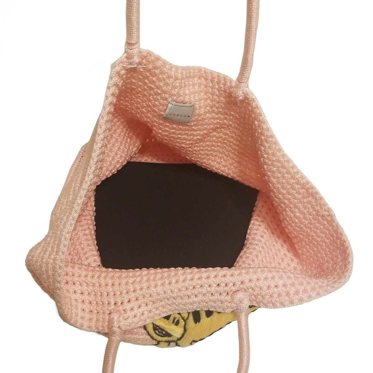 LUDLOW(ラドロー) トートバッグ美品 - ピンク×イエロー×黒 刺繍/ネコ