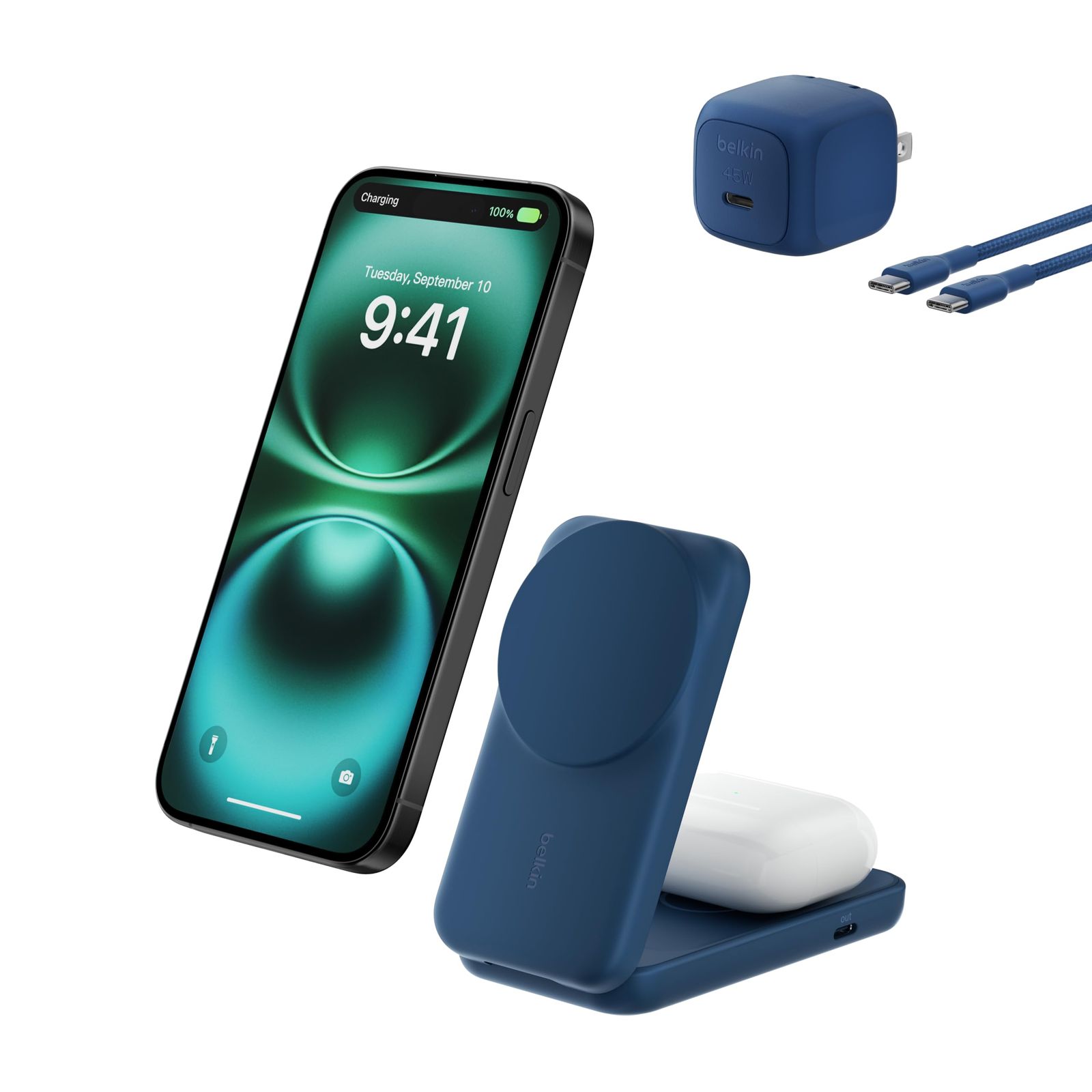 新品 Belkin Qi2 25W Ultra Charge ワイヤレス充電器 世界初 25W充電スタンド 2 in 1 スクエアモデル Qi2公式認証/MagSafe対応 急速充電対応 iPhone1716～12 スタンバイモード対応 Google pix