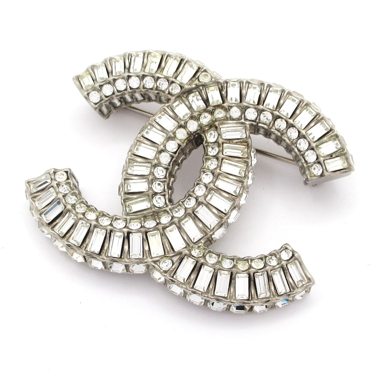 CHANEL シャネル ブローチ 12 A ラインストーン ココマーク シルバー CHANEL(シャネル) ブローチ ココマーク シルバー×クリア ビジュー