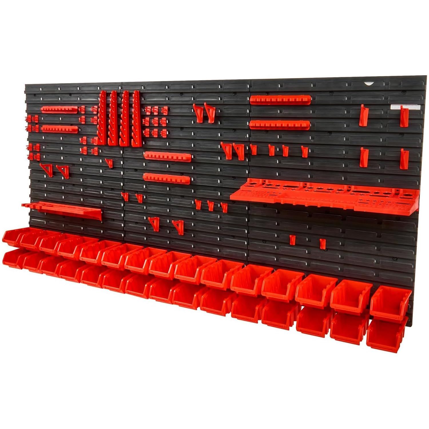 新品 UYTON 部品収納ケース ツールボックス パーツボックス 壁掛け 工具入れ 壁【サイズ：116x79CM】内容：98ピース 小物収納 有孔ボード 壁掛け収納ケース DIY道具 ブラック+レッドセット ガレージショップツールオーガナイザー ネジ、ナット、