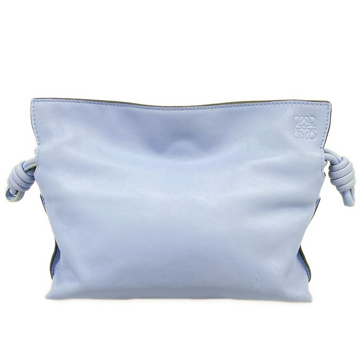 LOEWE(ロエベ) クラッチバッグ美品 フラメンコクラッチ ミニ ライトブルー レザー