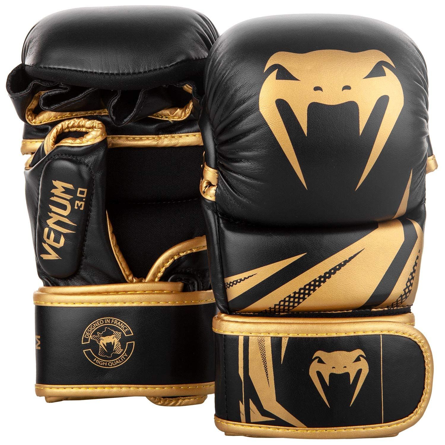 VENUM[ヴェヌム] スパーリンググローブ Challenger 3.0 - チャレンジャー/Sparring Gloves (黒/ゴールド, S)
